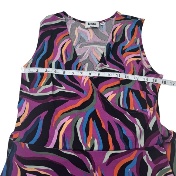 Leota Finnley Colorful Purple Faux Wrap Dress - Picture 11 of 11